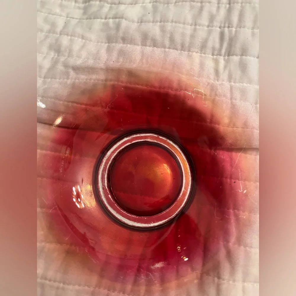 Vintage Indiana Glass Anchor Hocking Cranberry Pink Glass Chip and Dip Bowl